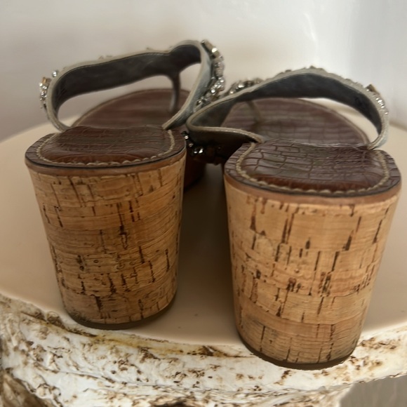 Sam Edelman silver with crystal embellishments platform sandal Sz 8.5 - Picture 6 of 7